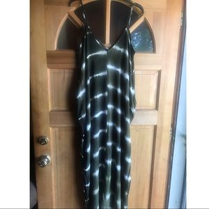 Green and White Maxi Summer Dress